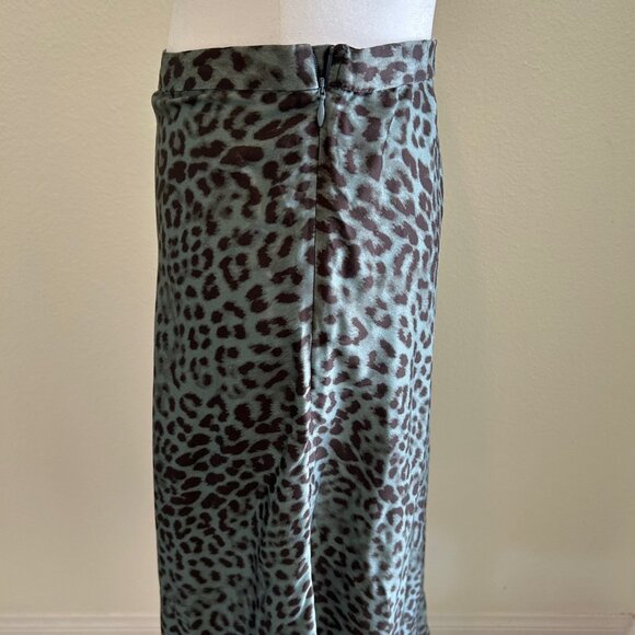 J Jill Animal Printed A-Line Midi Skirt SZL Storm Cloud Majestic Leopard Flowy - Picture 5 of 8